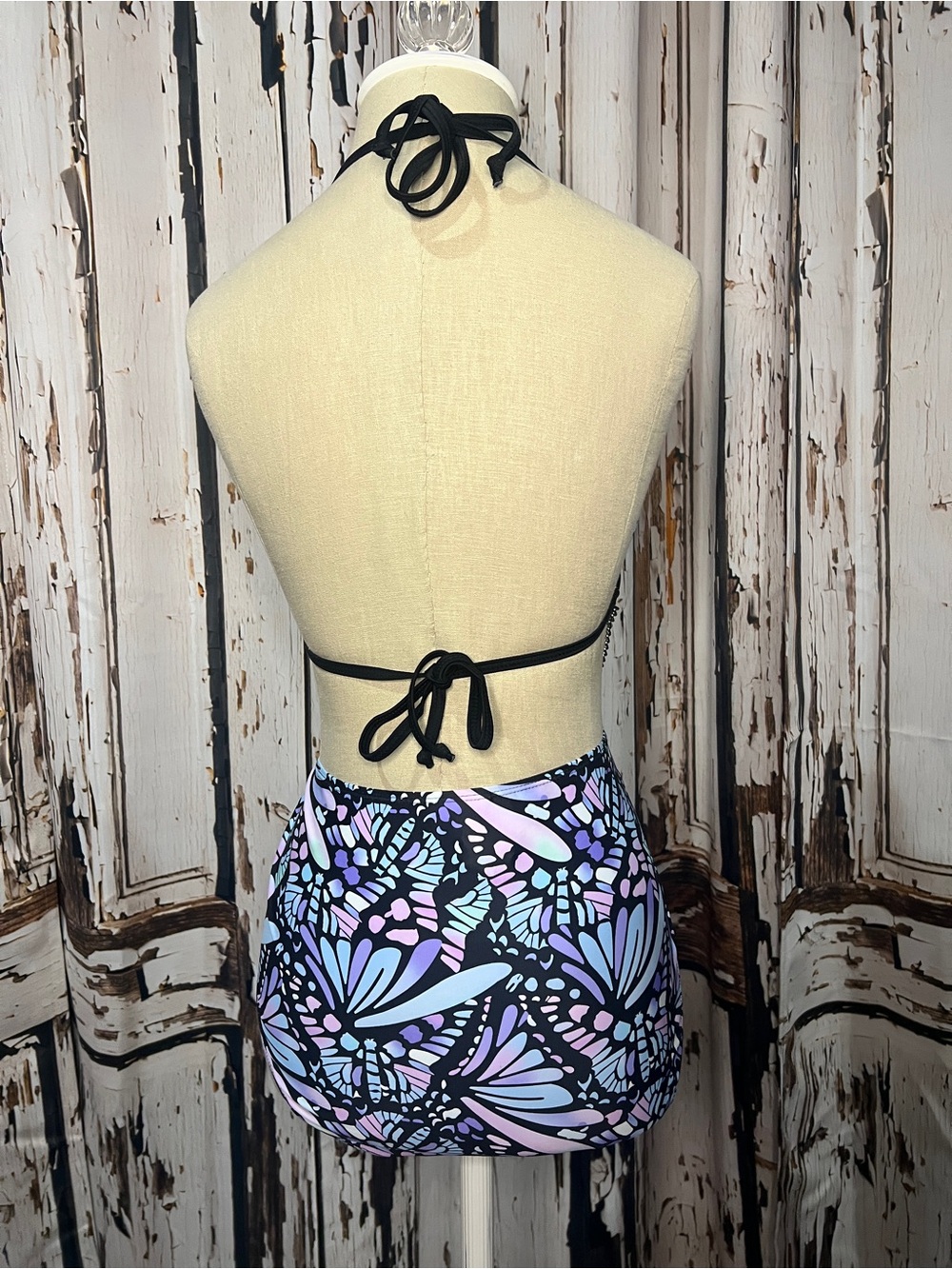 Butterfly Print High-Waist Rave Bikini Bathing Suit - Picture 7 of 13